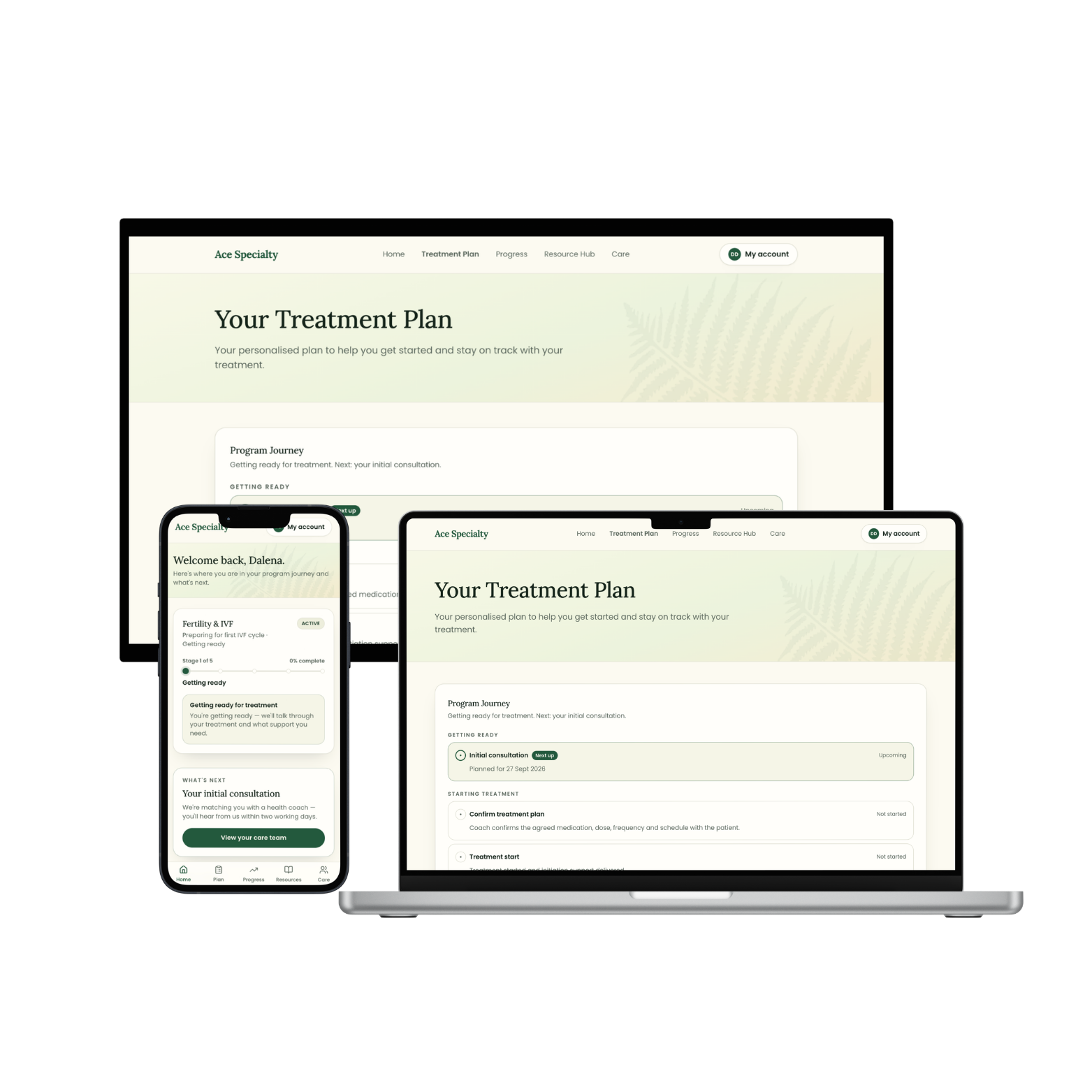 Ace Specialty Platform shown on desktop, laptop and mobile devices